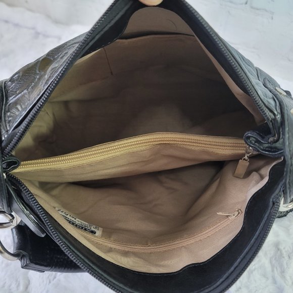 AIRONE Unique Beautiful Embossed Black Genuine Leather Shoulder Bag - Picture 11 of 12